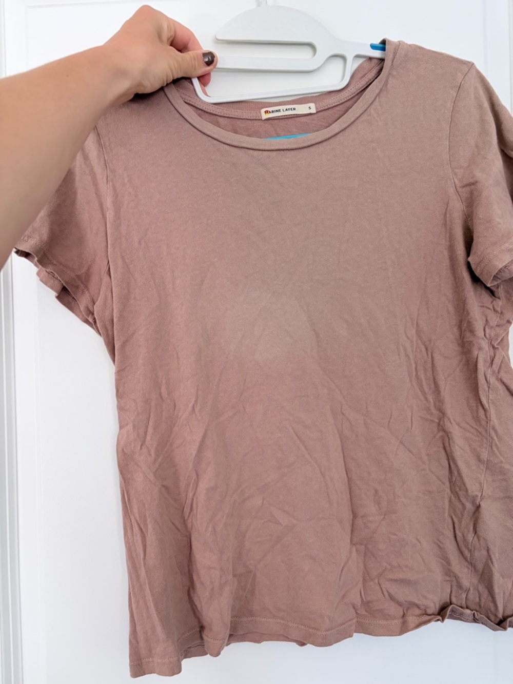 Marine Layer Women's Short Sleeve Crew Tee in Dusty Mauve - Picture 5 of 5